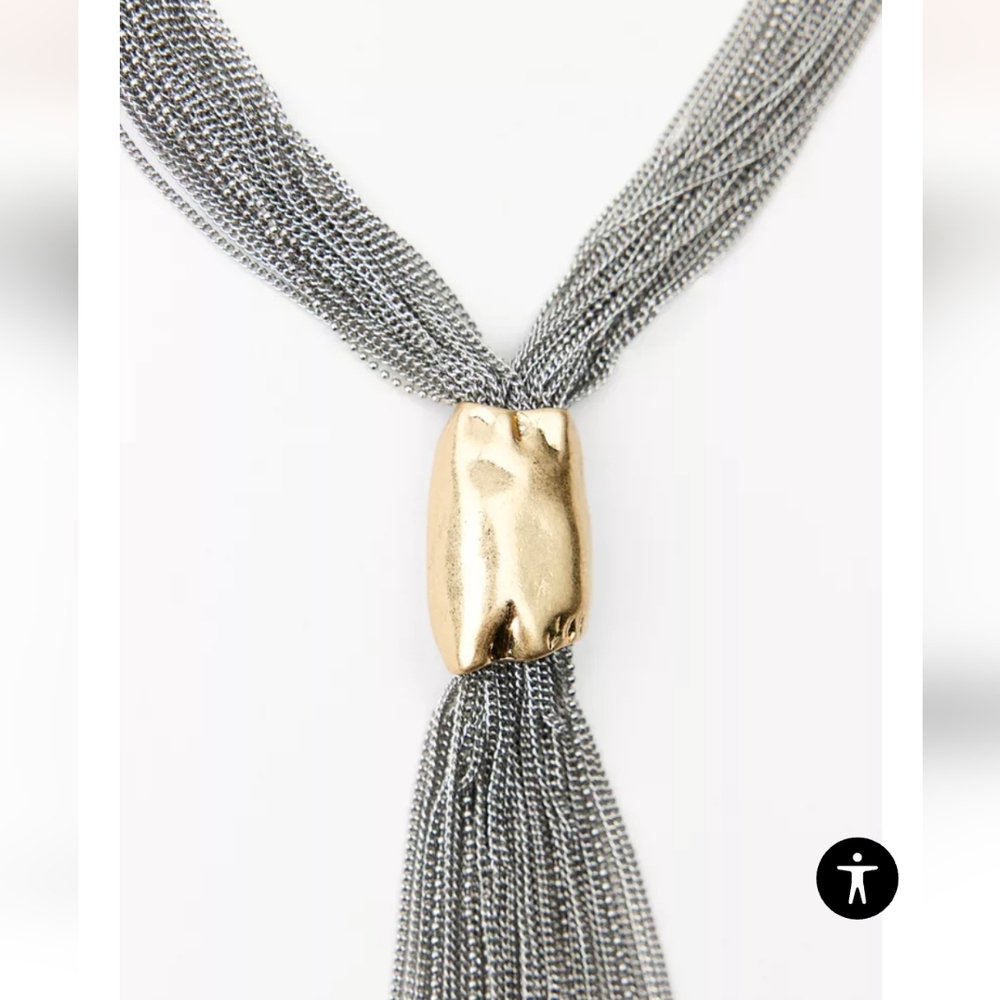 METALLIC PIECE FRINGE NECKLACE SIZE M - Picture 4 of 5